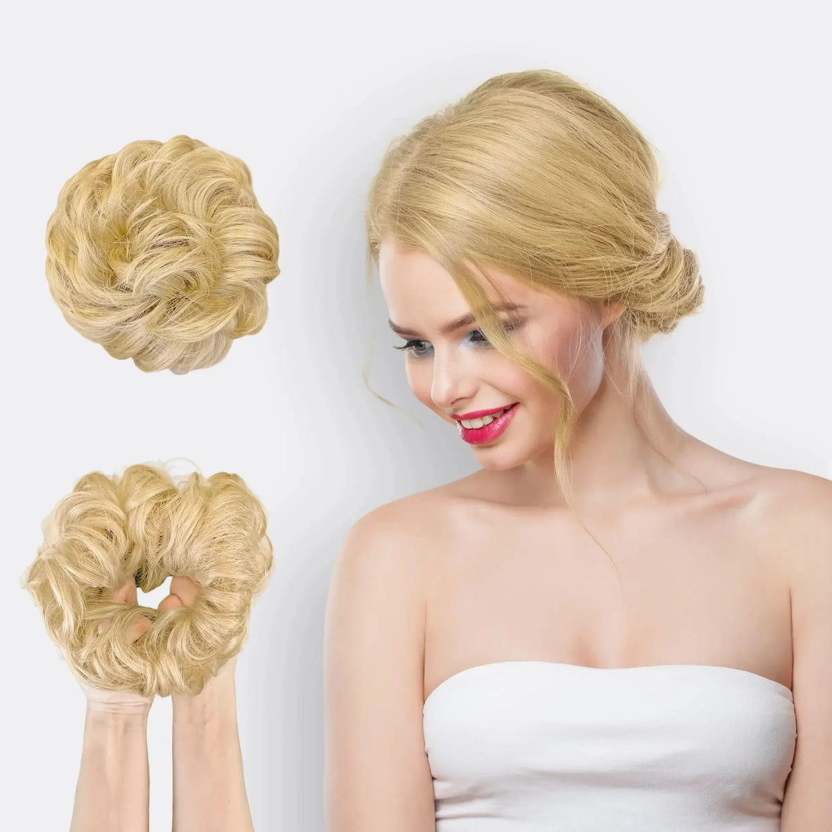 Haarextension Scrunchie Synthetisch Haar Volume Knot Elastiek Diverse Kleuren Haar Styling Accessoire Haaropsteek | Sansoti