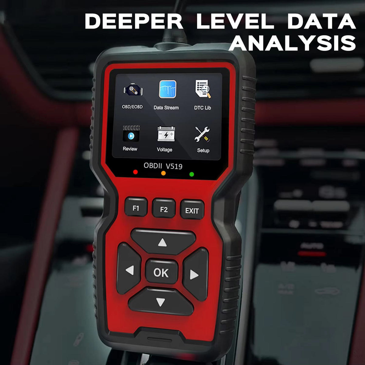 OBD2-Fahrzeugdiagnosetester mit Farbdisplay, Live-Datenüberwachung und Fehlercodeauslesung für Autos und Motorräder | Sansoti