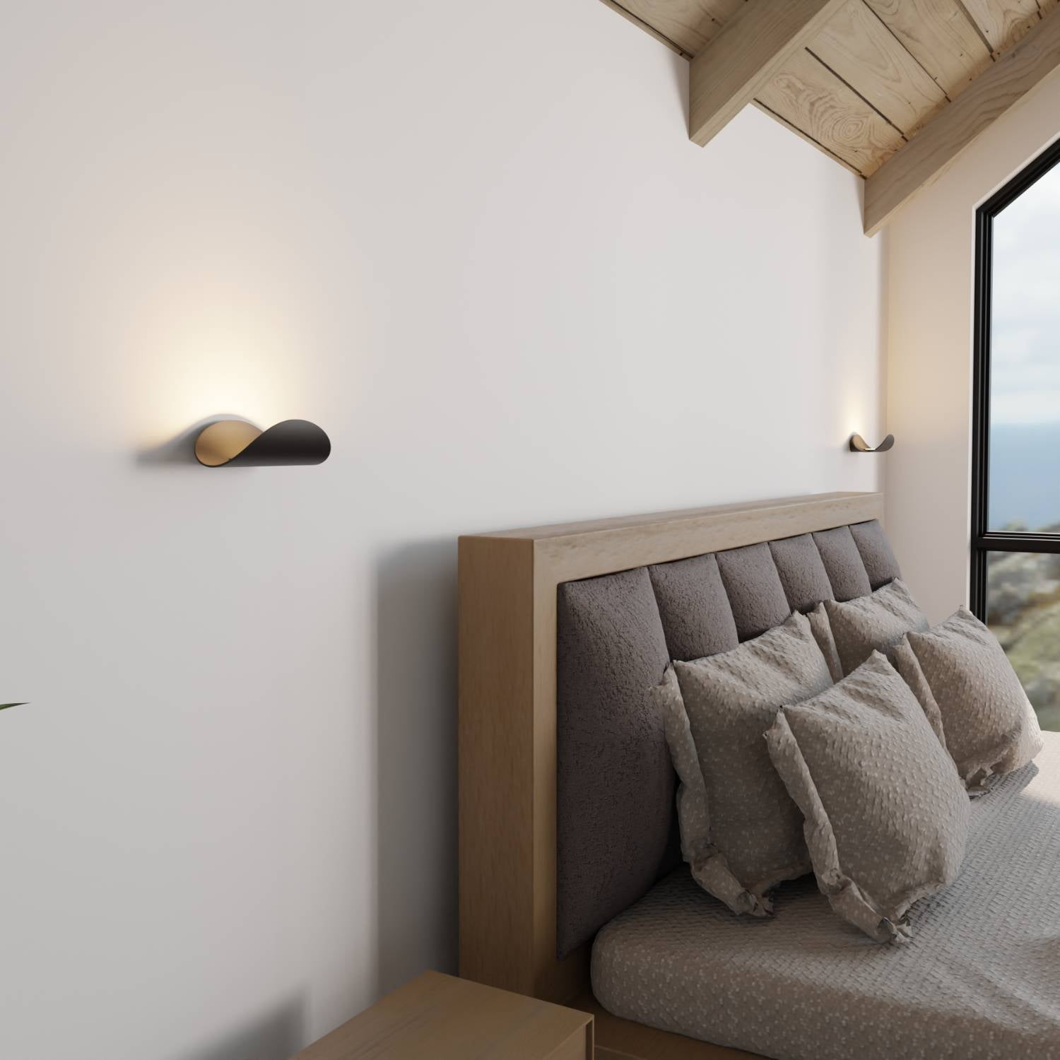 Applique murale LED minimaliste demi-ronde avec lumière indirecte chaude pour intérieur et extérieur abrité | Restfield