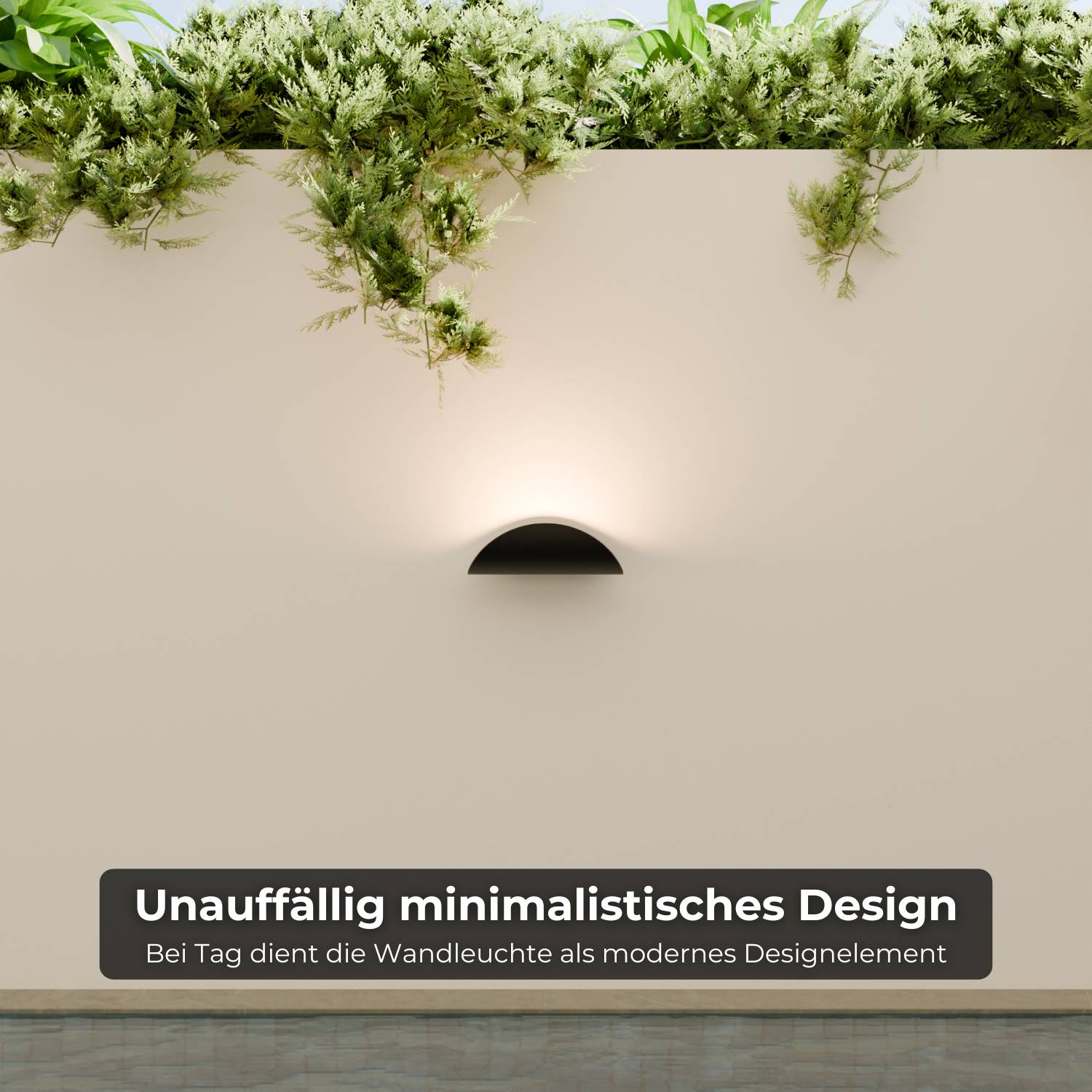 Applique murale LED minimaliste demi-ronde avec lumière indirecte chaude pour intérieur et extérieur abrité | Restfield