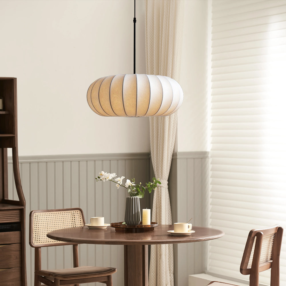 Pendelleuchte mit Seidenschirm Ø30-50cm Warmweiß LED 3000K Esstisch Kücheninsel Wohnzimmer Deckenbeleuchtung | Sansoti