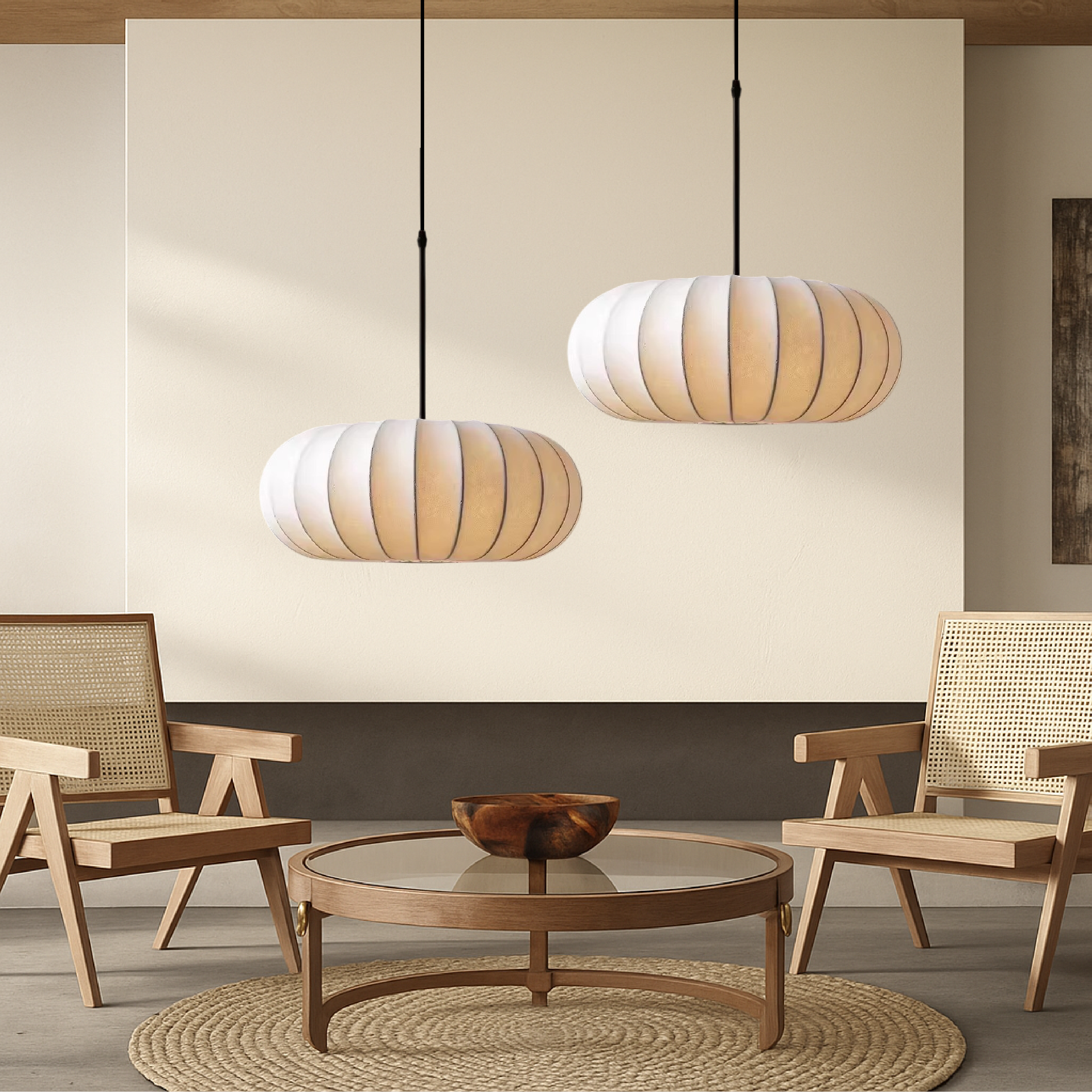 Pendelleuchte mit Seidenschirm Ø30-50cm Warmweiß LED 3000K Esstisch Kücheninsel Wohnzimmer Deckenbeleuchtung | Sansoti