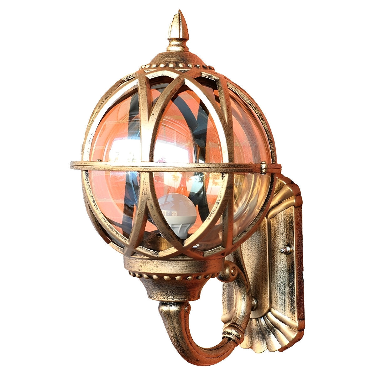 Vintage'owa lampa zewnętrzna, odporne na warunki atmosferyczne aluminium, kinkiet-latarnia E27, nostalgiczne oświetlenie, ogród, wejście, balkon, taras | Sansoti