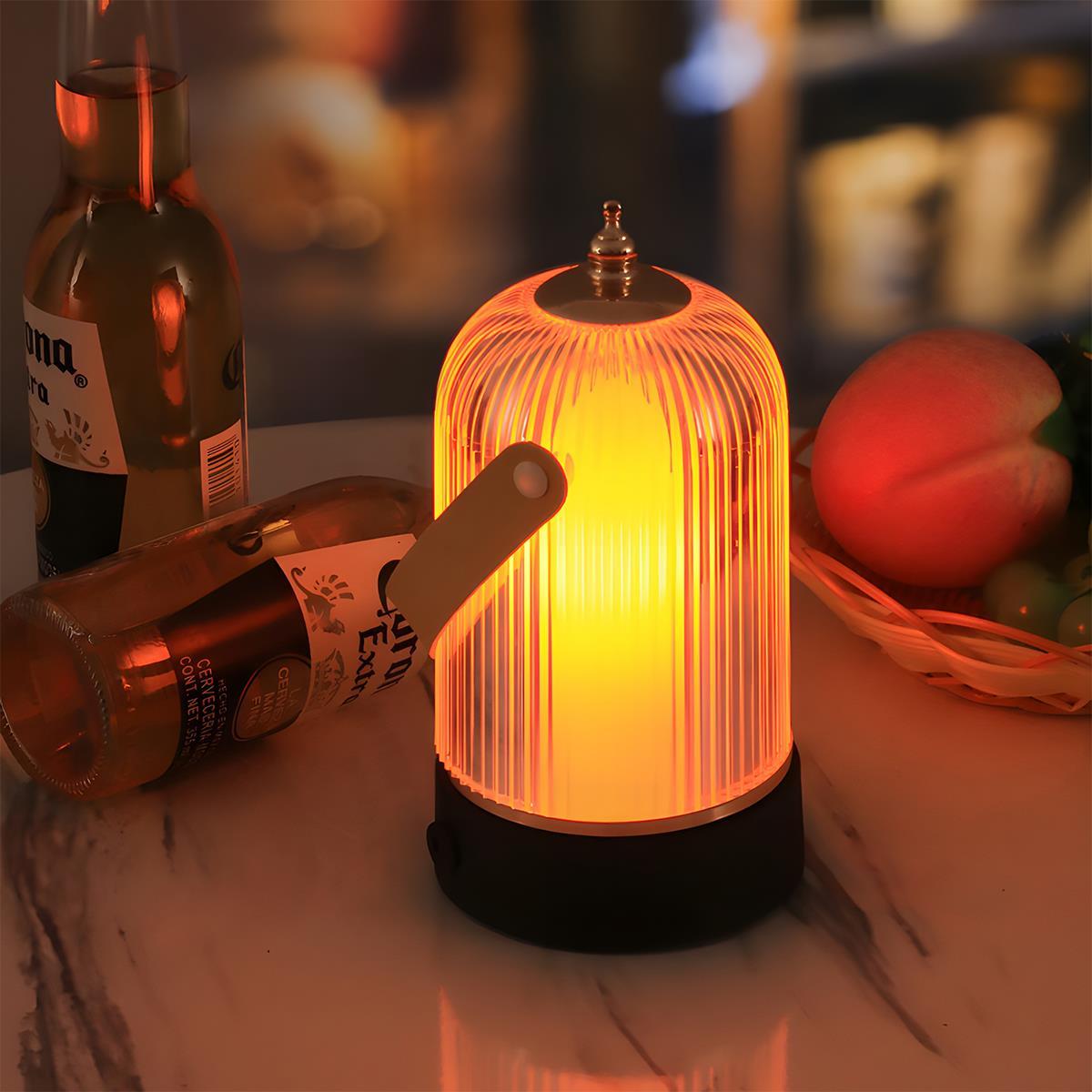 Lampe de table lanterne rechargeable dimmable Métal Acrylique Noir Éclairage d'ambiance Chambre Salon Lampe de nuit Tactile Vintage | Restfield