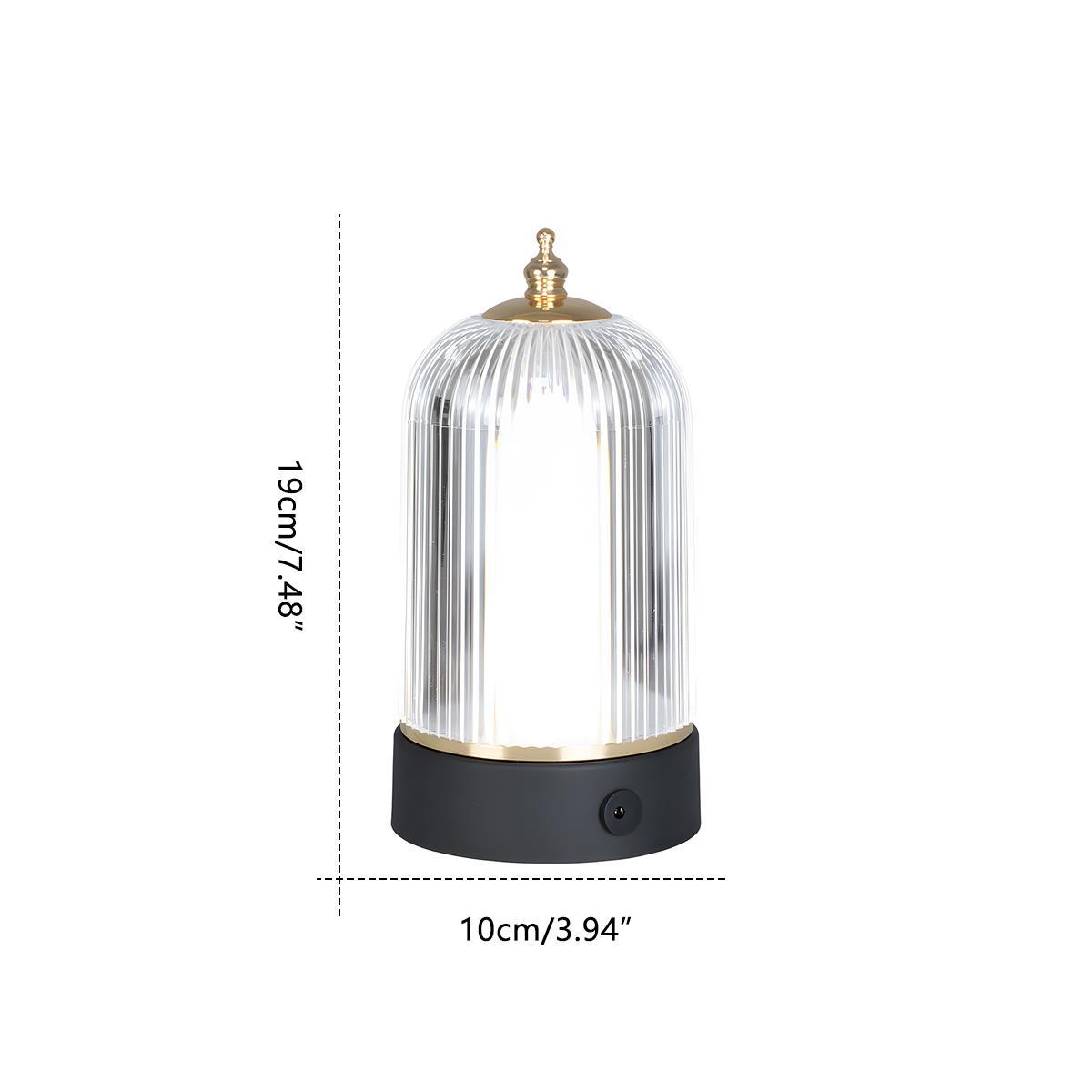 Lampe de table lanterne rechargeable dimmable Métal Acrylique Noir Éclairage d'ambiance Chambre Salon Lampe de nuit Tactile Vintage | Restfield