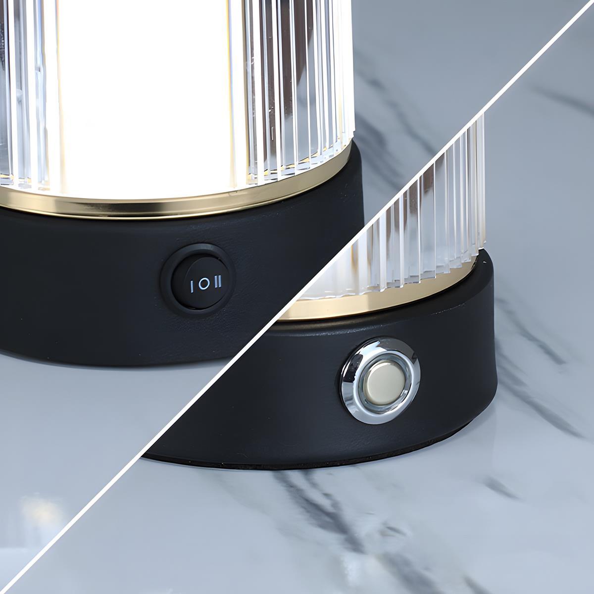 Lampe de table lanterne rechargeable dimmable Métal Acrylique Noir Éclairage d'ambiance Chambre Salon Lampe de nuit Tactile Vintage | Restfield