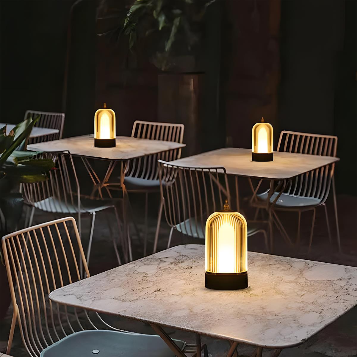 Lampe de table lanterne rechargeable dimmable Métal Acrylique Noir Éclairage d'ambiance Chambre Salon Lampe de nuit Tactile Vintage | Restfield