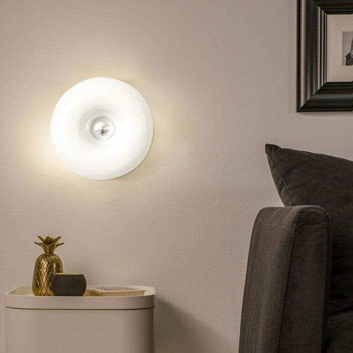 Bauhaus Wall Lamp & Table Lamp – Minimalist White Glass with Metal Living Room Ambient Light | Sansoti