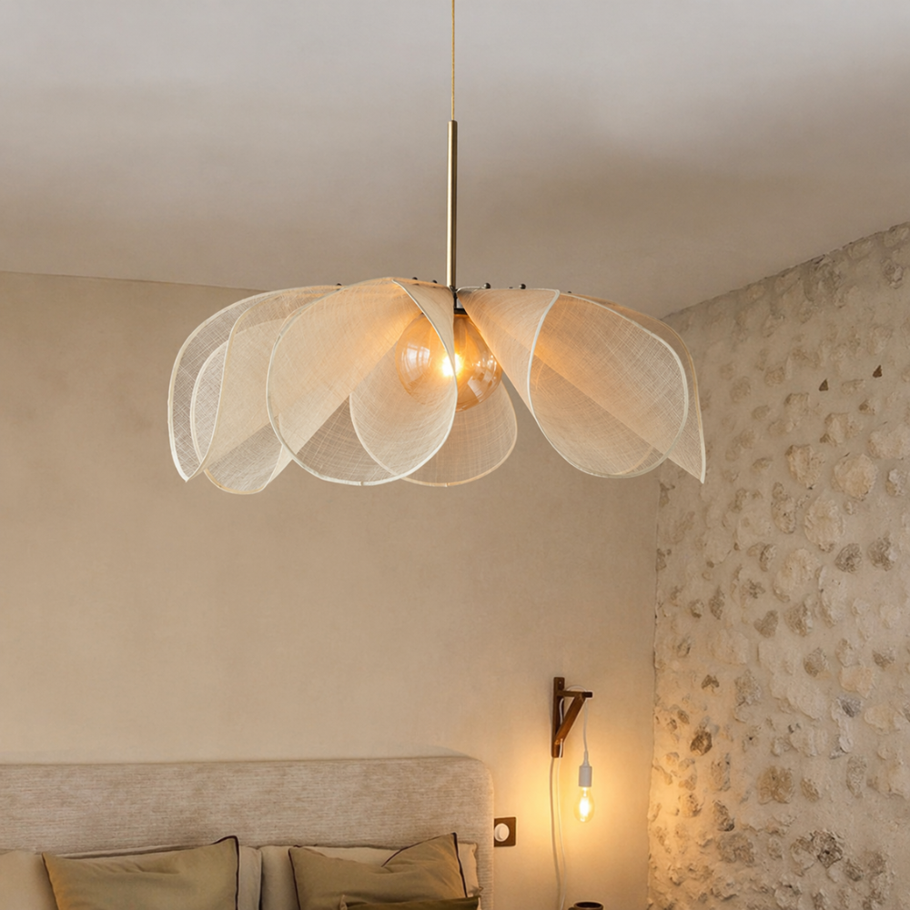 Suspension en tissu vintage, E27, lumière blanc chaud, salon, salle à manger, chambre, lampe suspendue rétro au design nostalgique | Sansoti