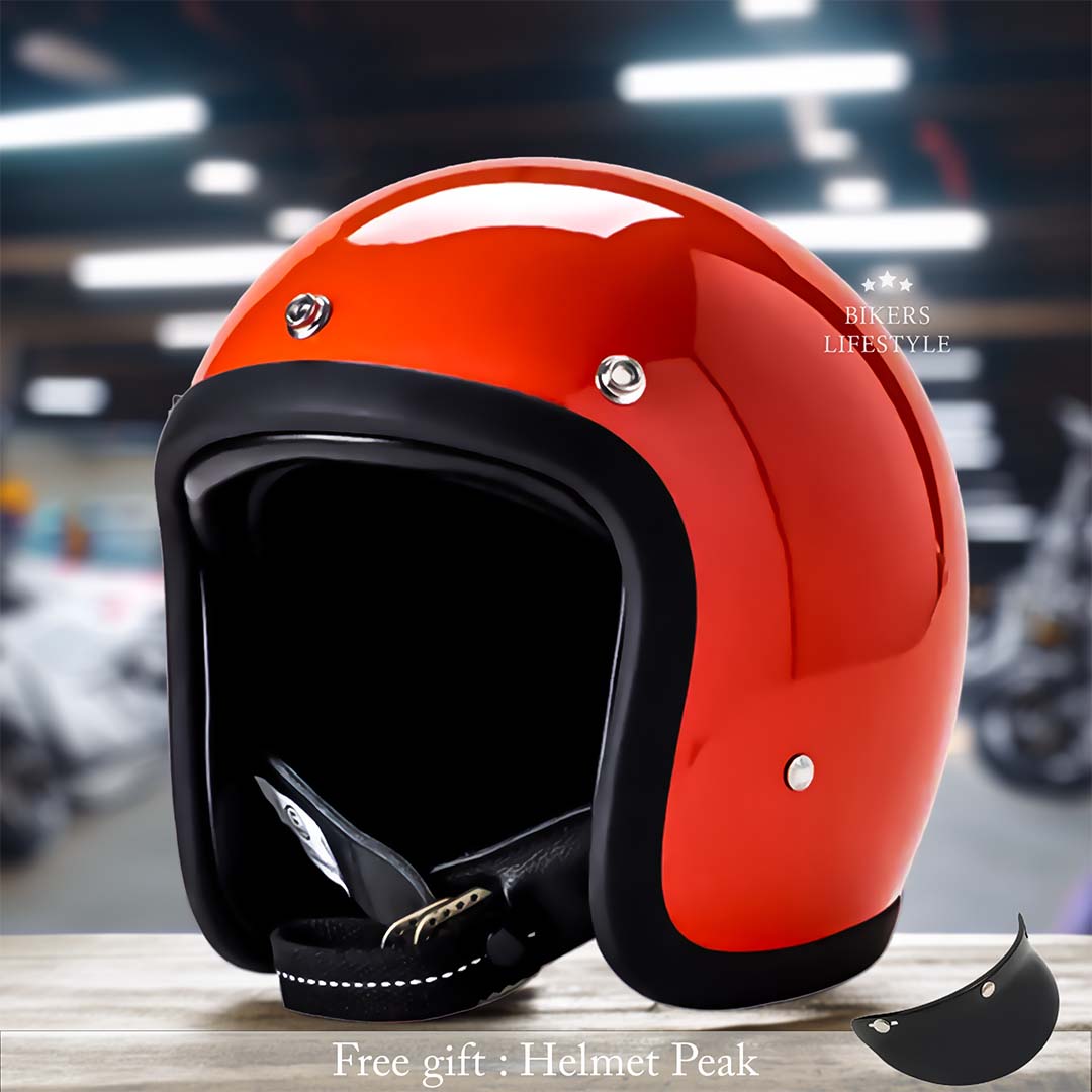 Vintage Low Profile Motorhelm DOT & ECE Gecertificeerd – Retro Fibreglass Helm met Lichtgewicht Design & Dubbele D-Sluiting | Sansoti