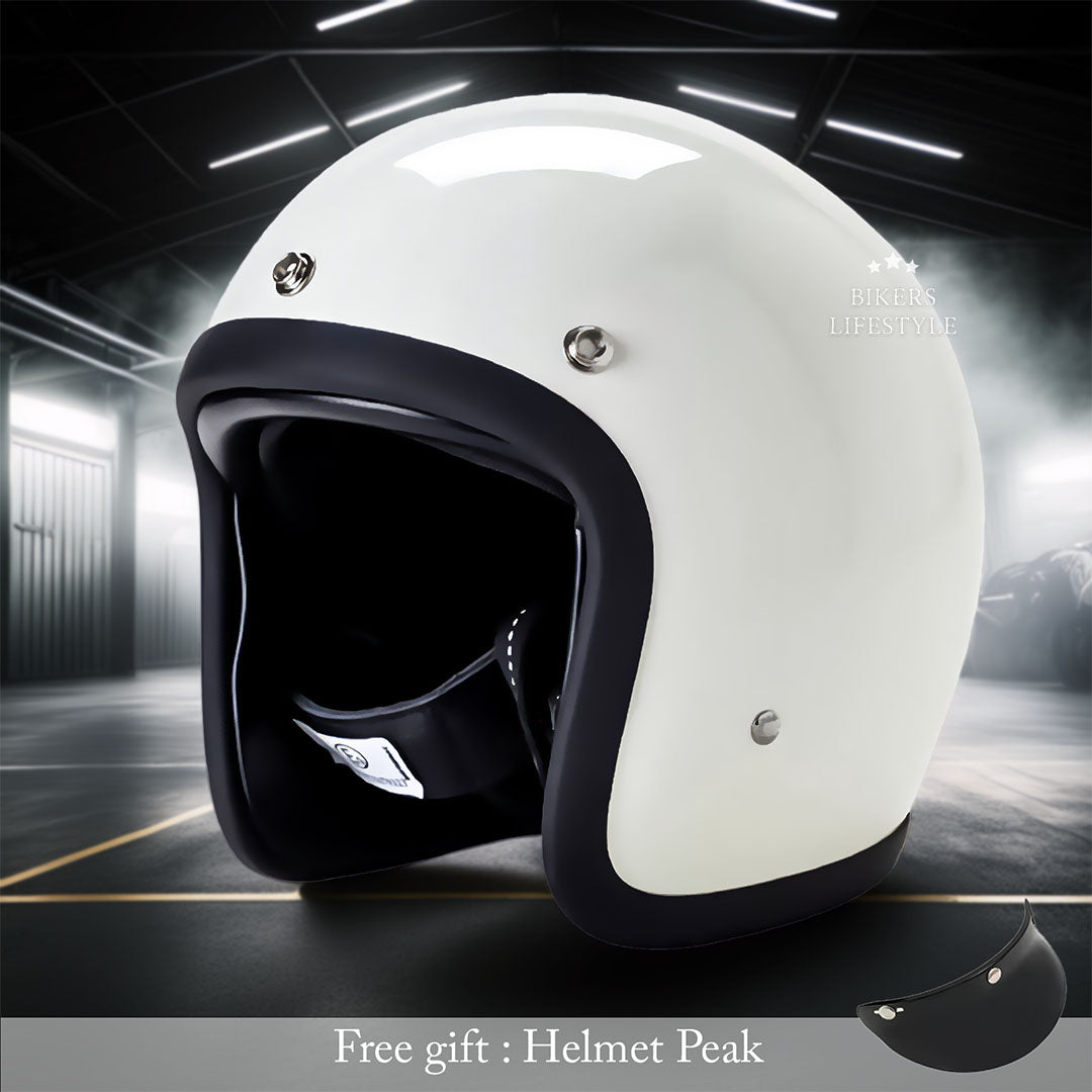 Vintage Low Profile Motorhelm DOT & ECE Gecertificeerd – Retro Fibreglass Helm met Lichtgewicht Design & Dubbele D-Sluiting | Sansoti