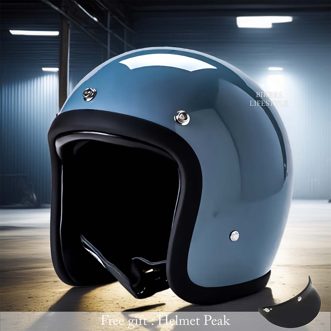 Vintage Low Profile Motorhelm DOT & ECE Gecertificeerd – Retro Fibreglass Helm met Lichtgewicht Design & Dubbele D-Sluiting | Sansoti
