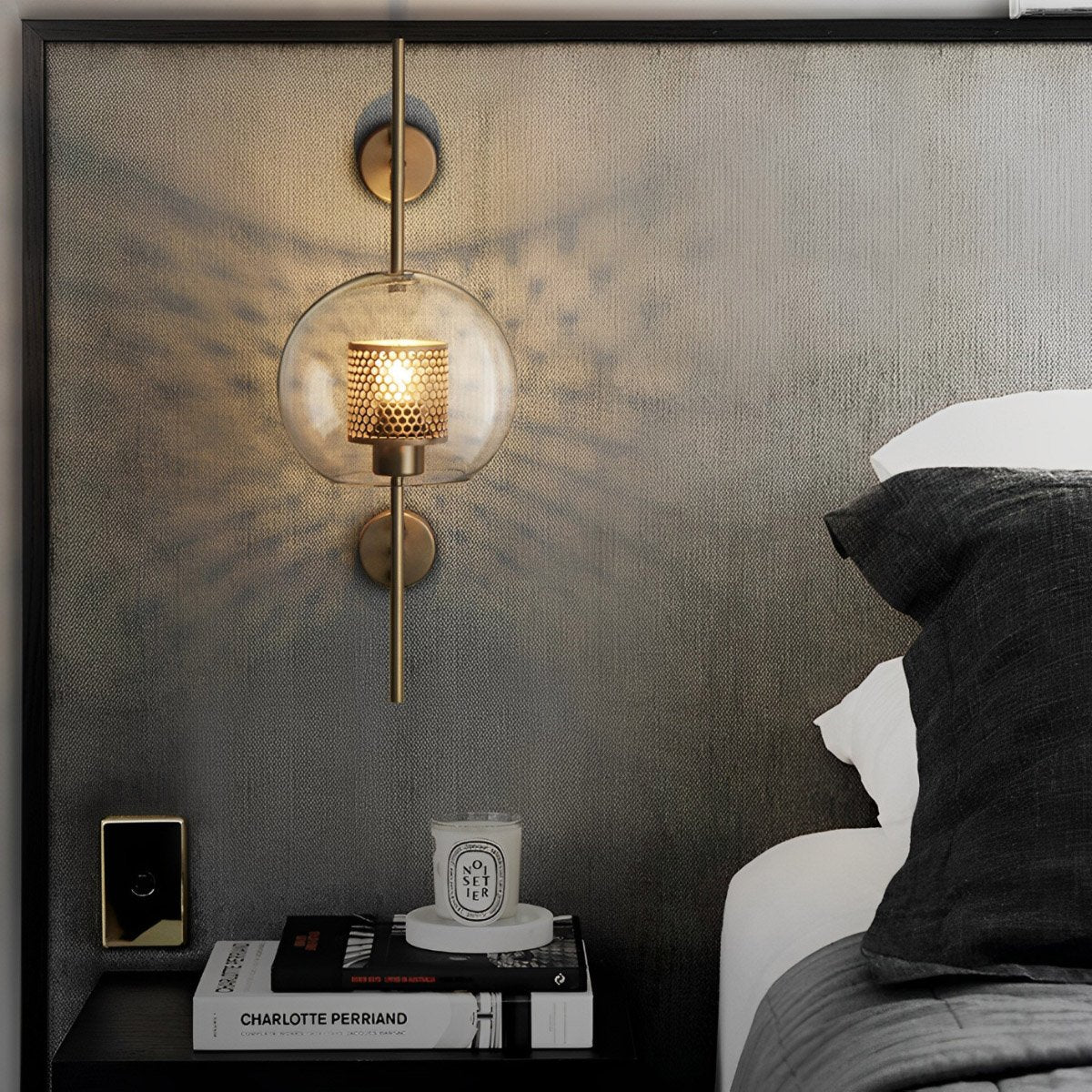 Wandlamp Glas Bol IJzer Brons Slaapkamer Woonkamer E27 Vintage Industrieel Nachtkastlamp Hal | Sansoti