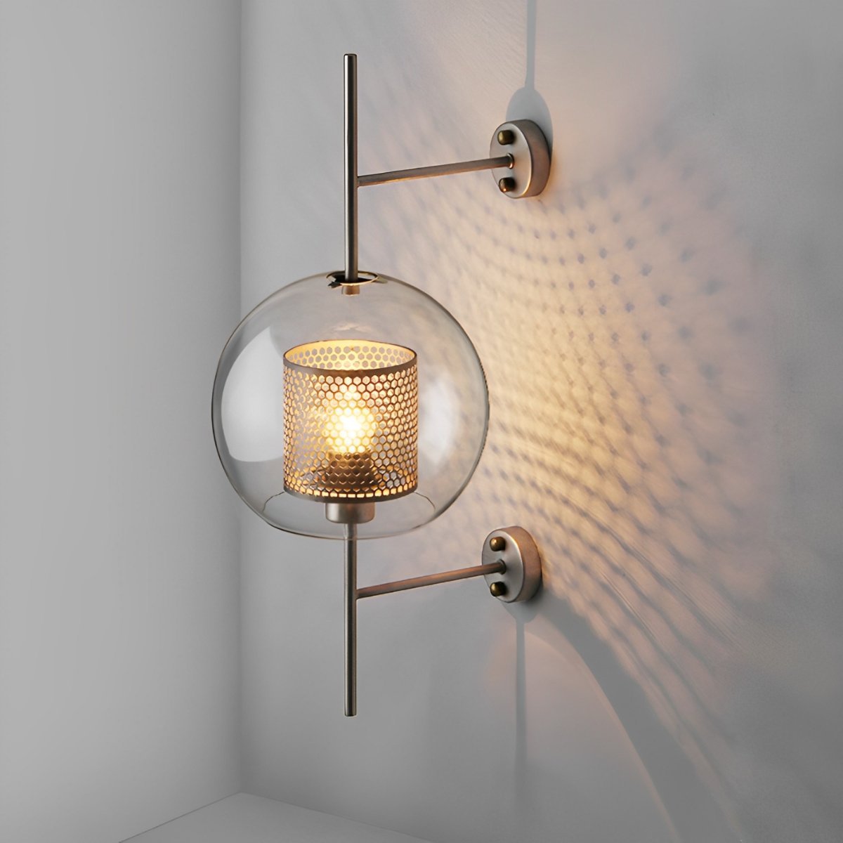 Wandlamp Glas Bol IJzer Brons Slaapkamer Woonkamer E27 Vintage Industrieel Nachtkastlamp Hal | Sansoti