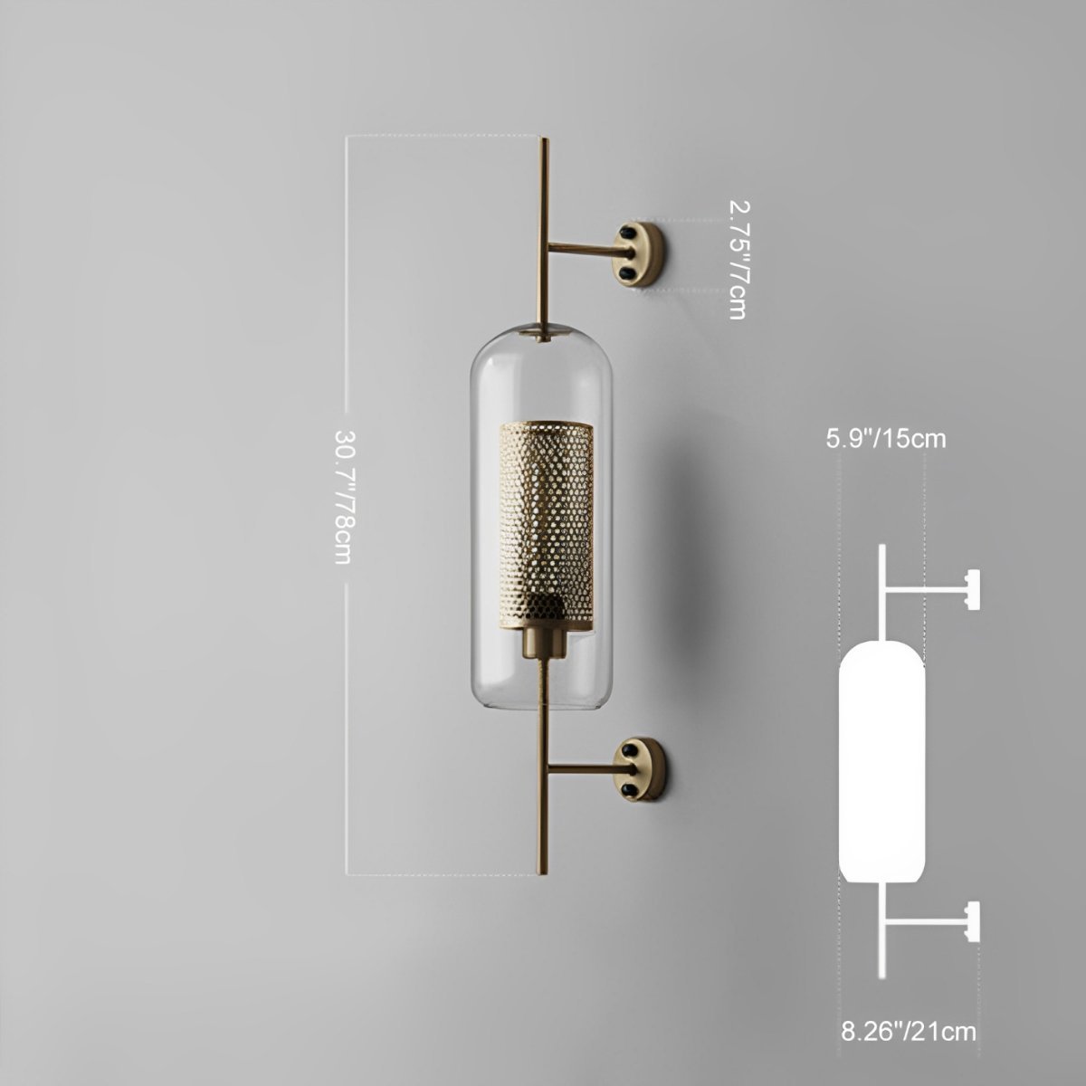 Wandlamp Glas Bol IJzer Brons Slaapkamer Woonkamer E27 Vintage Industrieel Nachtkastlamp Hal | Sansoti