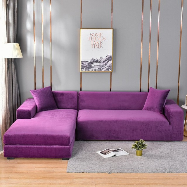 Housse de canapé extensible en velours - Housse universelle pour canapé 1-4 places - Protection antitache pour le salon | Sansoti