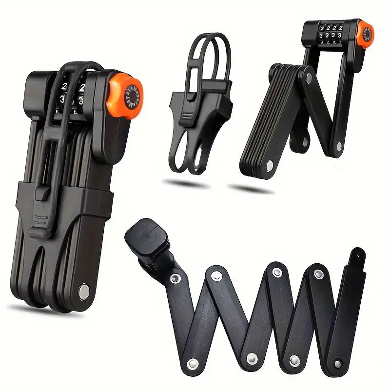 Folding Bike Lock with Steel Links Combination Lock for Two Bicycles Compact Secure Anti-Theft Protection | Sansoti