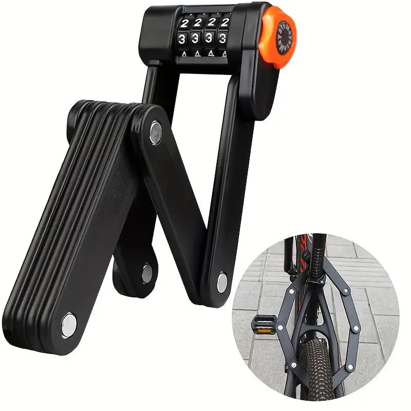 Folding Bike Lock with Steel Links Combination Lock for Two Bicycles Compact Secure Anti-Theft Protection | Sansoti
