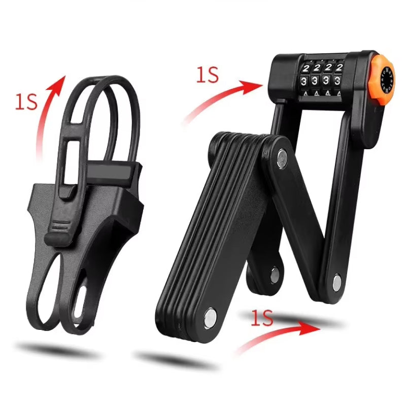 Folding Bike Lock with Steel Links Combination Lock for Two Bicycles Compact Secure Anti-Theft Protection | Sansoti