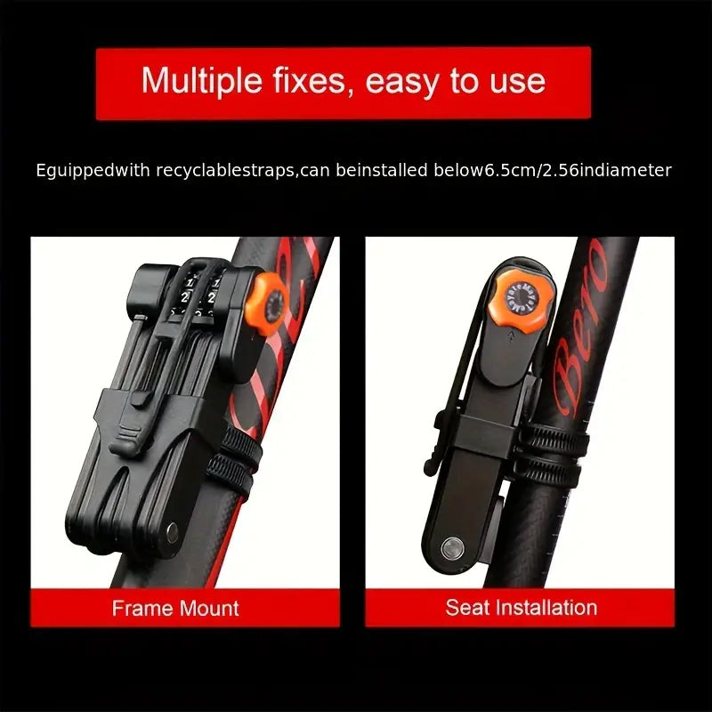 Folding Bike Lock with Steel Links Combination Lock for Two Bicycles Compact Secure Anti-Theft Protection | Sansoti