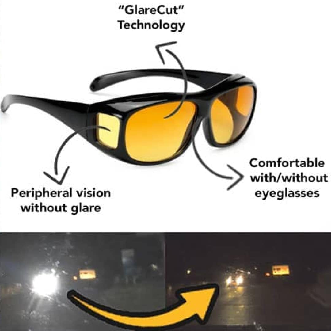 Night Driving Glasses Anti-Glare Clear Vision Yellow Filter Safer Driving Comfortable Glasses Dark Weather Poor Visibility | Sansoti