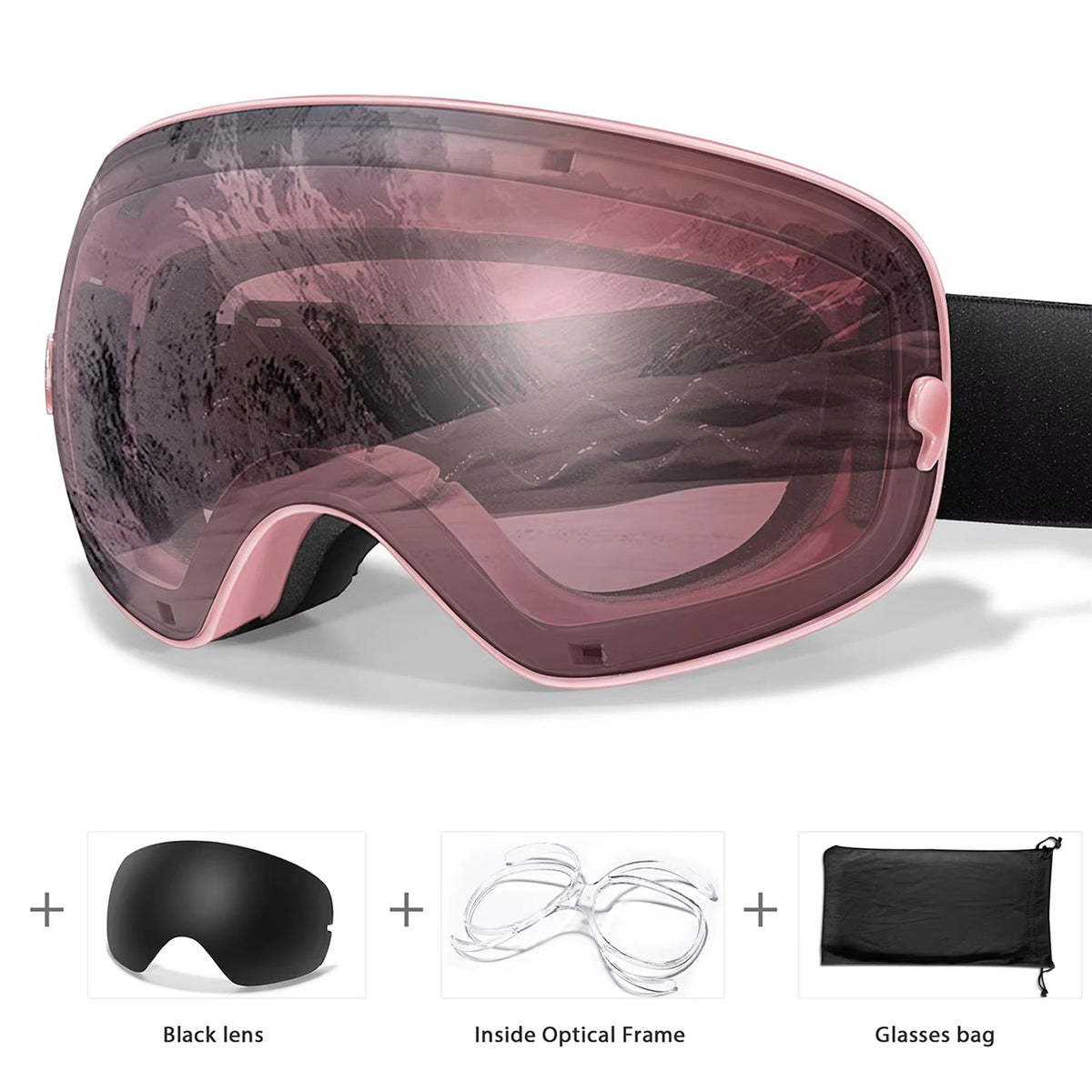 Skibrille mit Antibeschlag-Doppellinse, UV400-Schutz und Over-the-Glasses-Design für Wintersport und Snowboarden | Sansoti