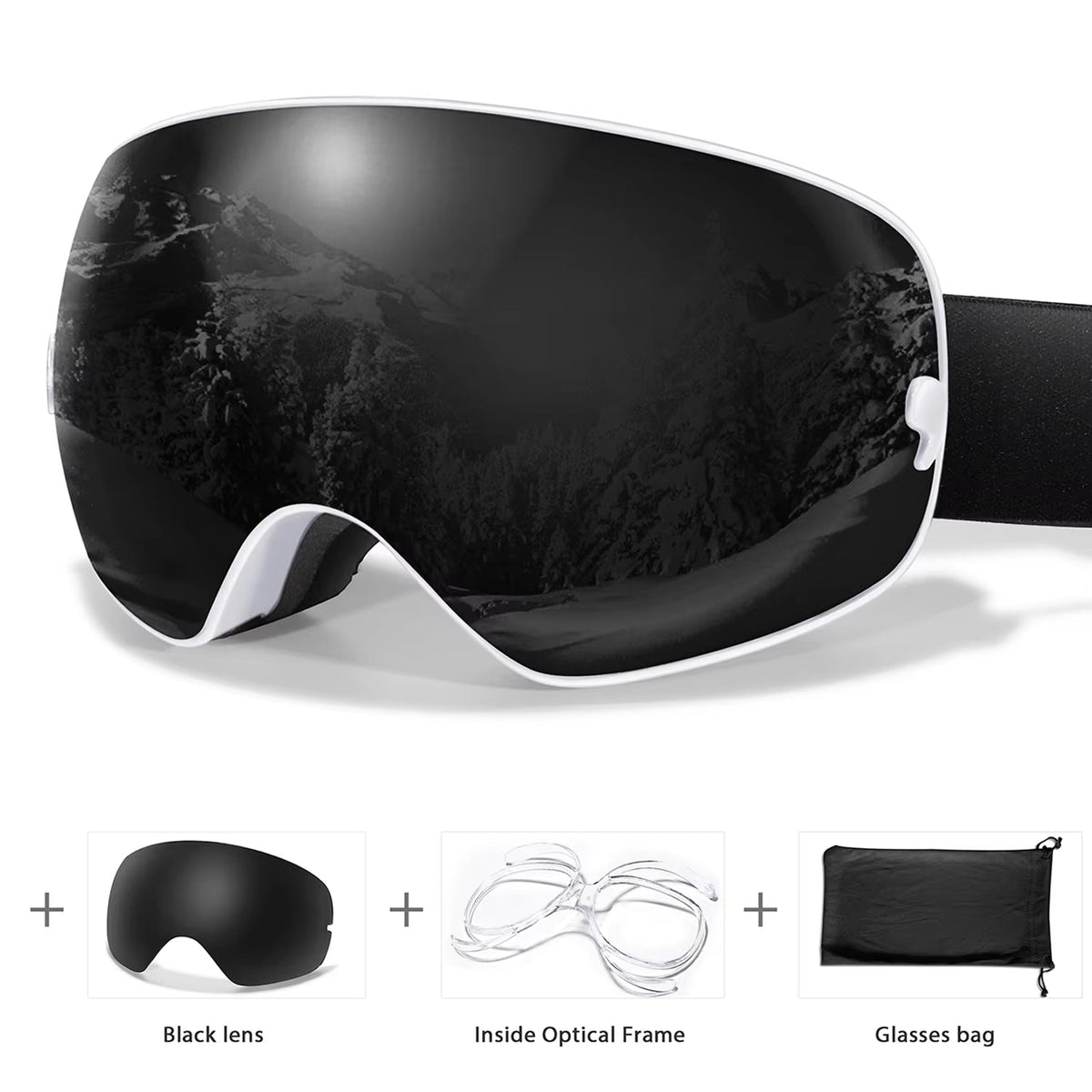 Skibrille mit Antibeschlag-Doppellinse, UV400-Schutz und Over-the-Glasses-Design für Wintersport und Snowboarden | Sansoti
