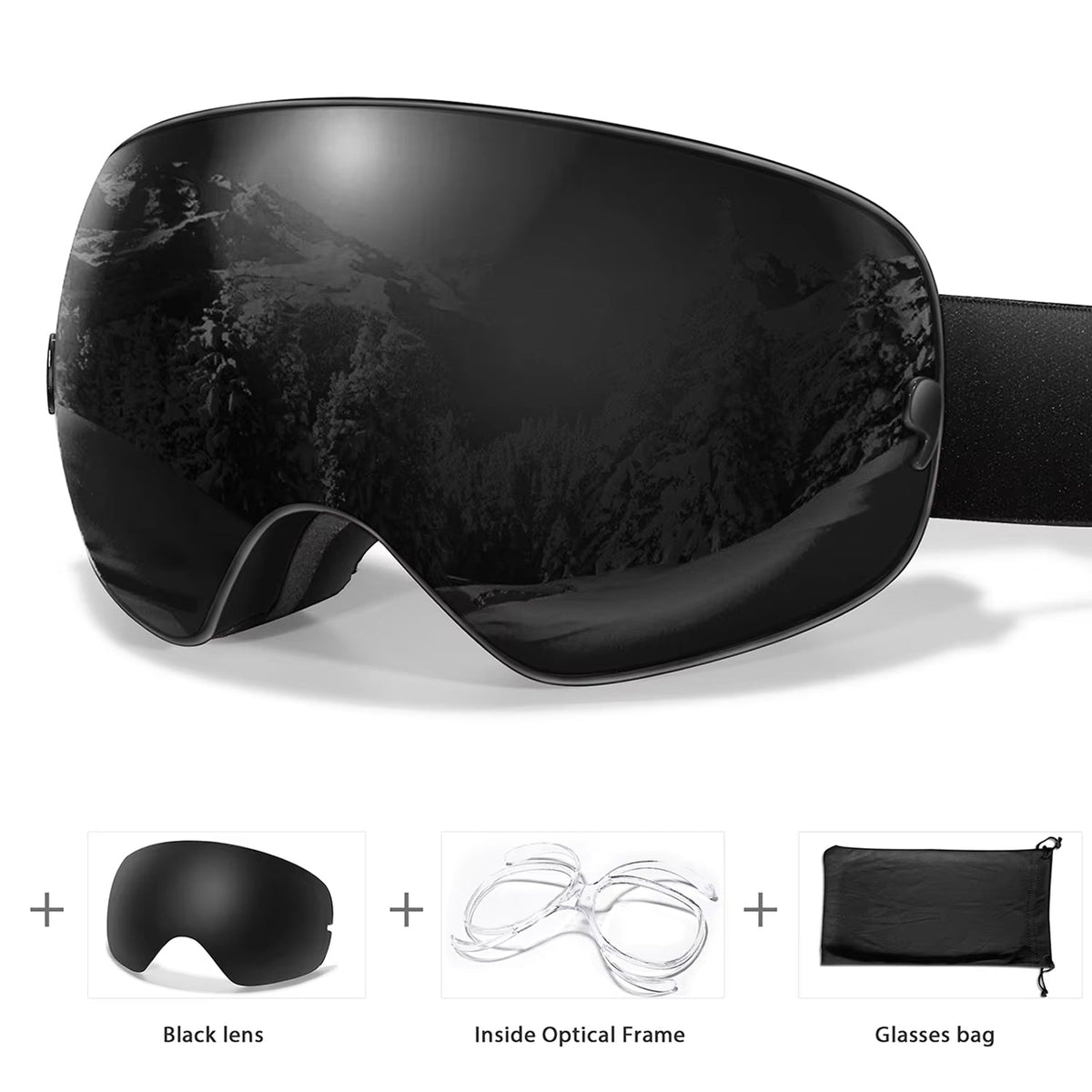Skibrille mit Antibeschlag-Doppellinse, UV400-Schutz und Over-the-Glasses-Design für Wintersport und Snowboarden | Sansoti