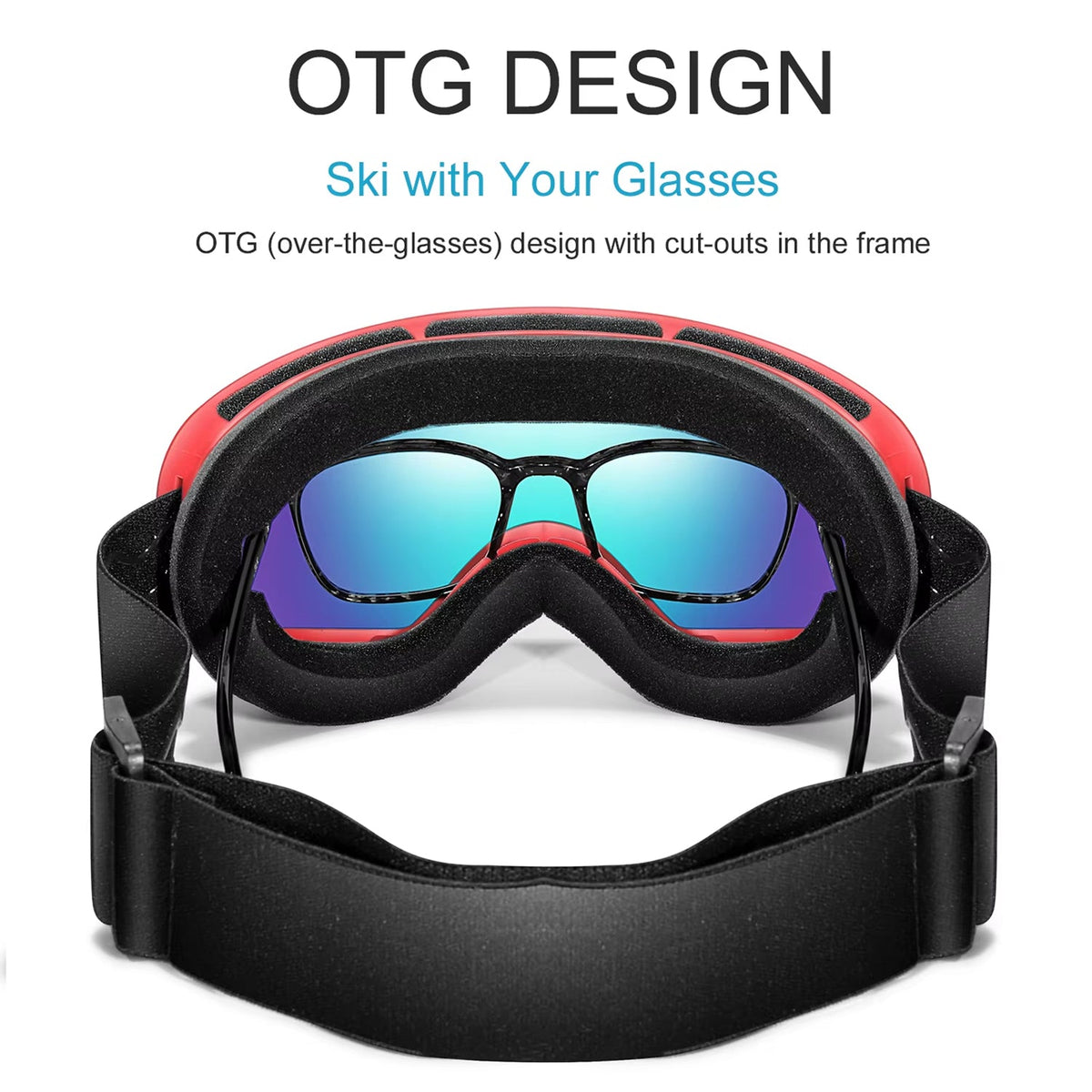Skibrille mit Antibeschlag-Doppellinse, UV400-Schutz und Over-the-Glasses-Design für Wintersport und Snowboarden | Sansoti