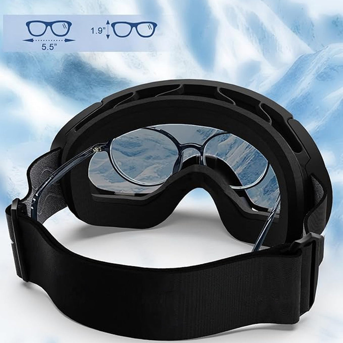 Skibrille mit Antibeschlag-Doppellinse, UV400-Schutz und Over-the-Glasses-Design für Wintersport und Snowboarden | Sansoti