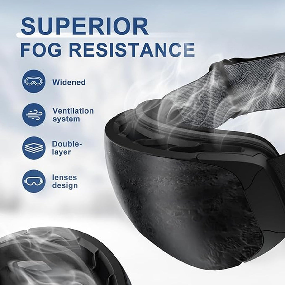 Skibrille mit Antibeschlag-Doppellinse, UV400-Schutz und Over-the-Glasses-Design für Wintersport und Snowboarden | Sansoti