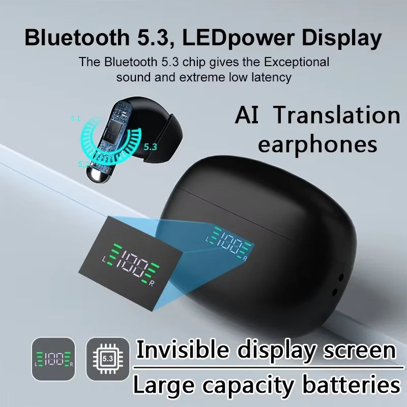 Écouteurs de traduction sans fil avec traduction en temps réel dans 144 langues, Bluetooth, pour communiquer en voyage et au travail | Sansoti