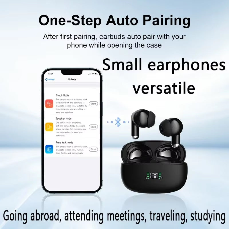Écouteurs de traduction sans fil avec traduction en temps réel dans 144 langues, Bluetooth, pour communiquer en voyage et au travail | Sansoti