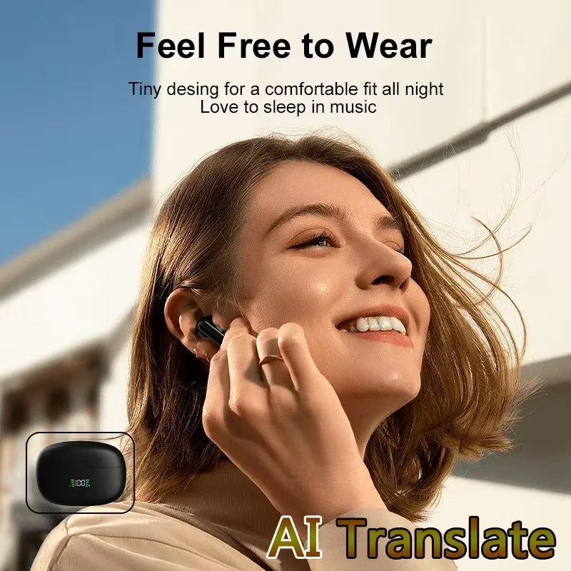 Écouteurs de traduction sans fil avec traduction en temps réel dans 144 langues, Bluetooth, pour communiquer en voyage et au travail | Sansoti