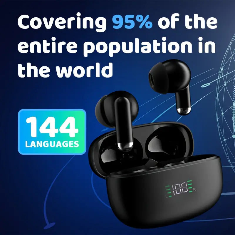 Écouteurs de traduction sans fil avec traduction en temps réel dans 144 langues, Bluetooth, pour communiquer en voyage et au travail | Sansoti