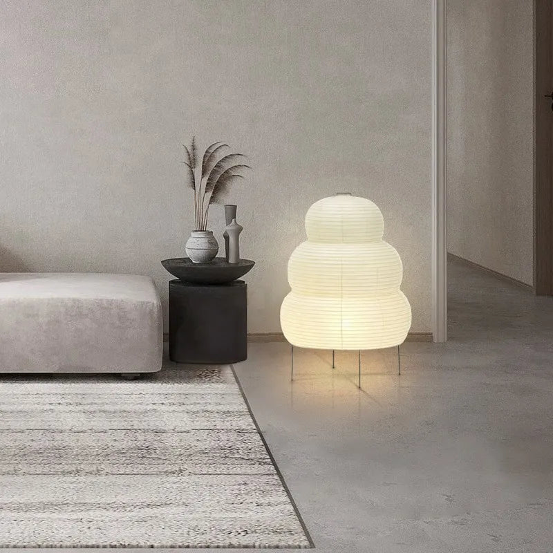 Wabi Sabi Vloerlamp van Rispapier – Kunstnerische Design Lamp met Verstelbaar Statief | Sansoti