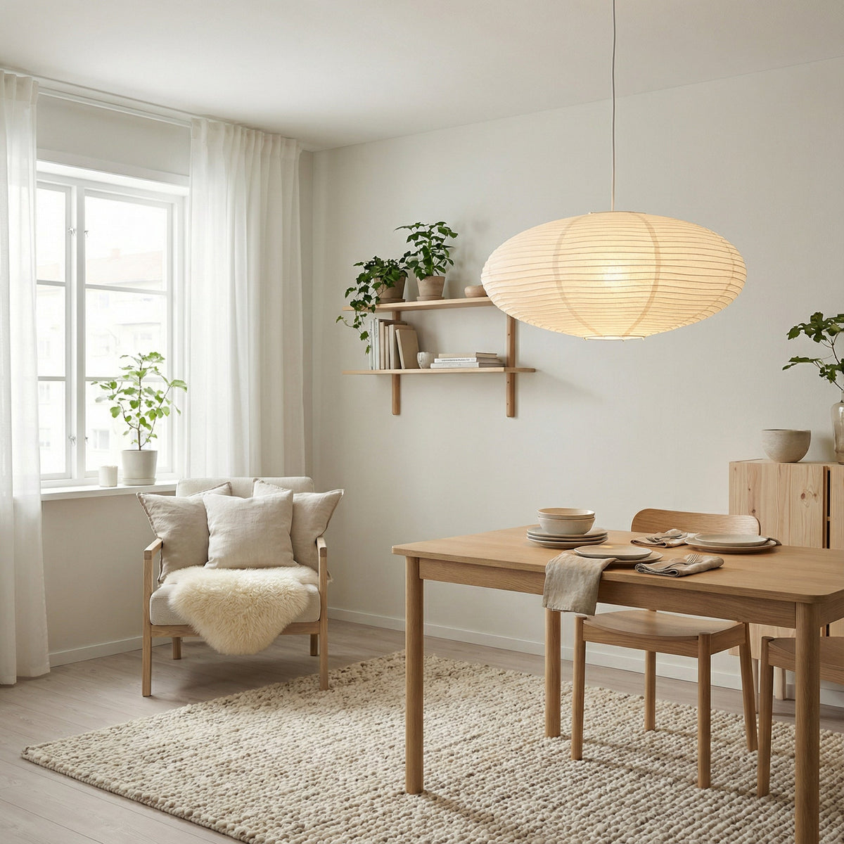 Pendelleuchte aus Papier Handgefertigt E27 Verstellbar Esszimmer Wohnzimmer Skandinavisches Design Warme Stimmungsbeleuchtung | Sansoti