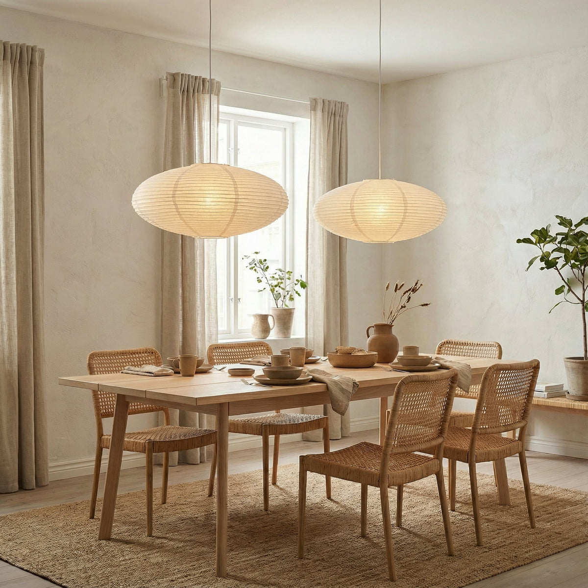 Pendelleuchte aus Papier Handgefertigt E27 Verstellbar Esszimmer Wohnzimmer Skandinavisches Design Warme Stimmungsbeleuchtung | Sansoti