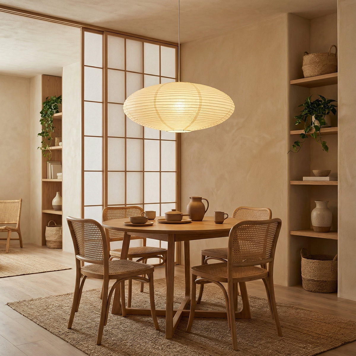 Pendelleuchte aus Papier Handgefertigt E27 Verstellbar Esszimmer Wohnzimmer Skandinavisches Design Warme Stimmungsbeleuchtung | Sansoti