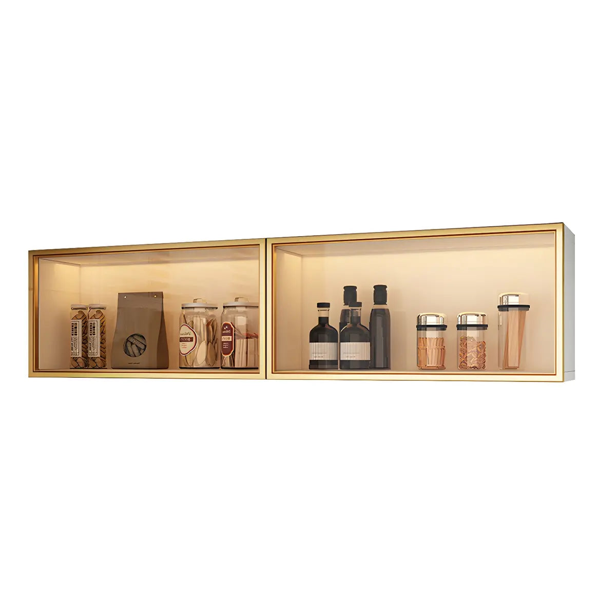 Wandschrank Glastür Holz Weiß Grau 5 Größen LED Küche Wohnzimmer Vitrine | Restfield