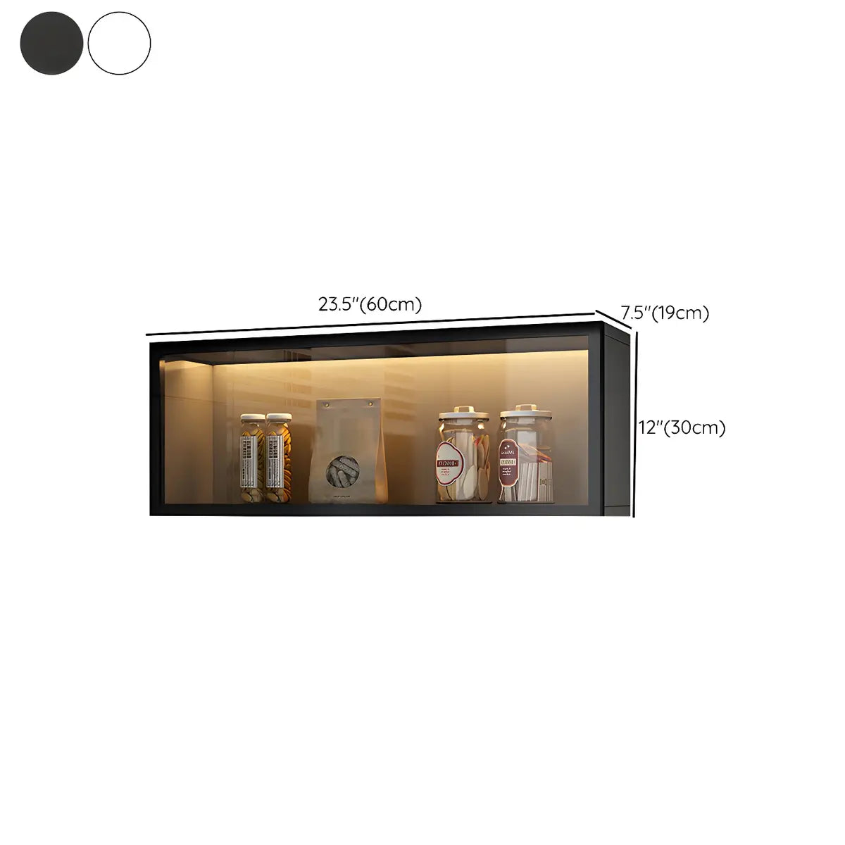 Wandschrank Glastür Holz Weiß Grau 5 Größen LED Küche Wohnzimmer Vitrine | Restfield