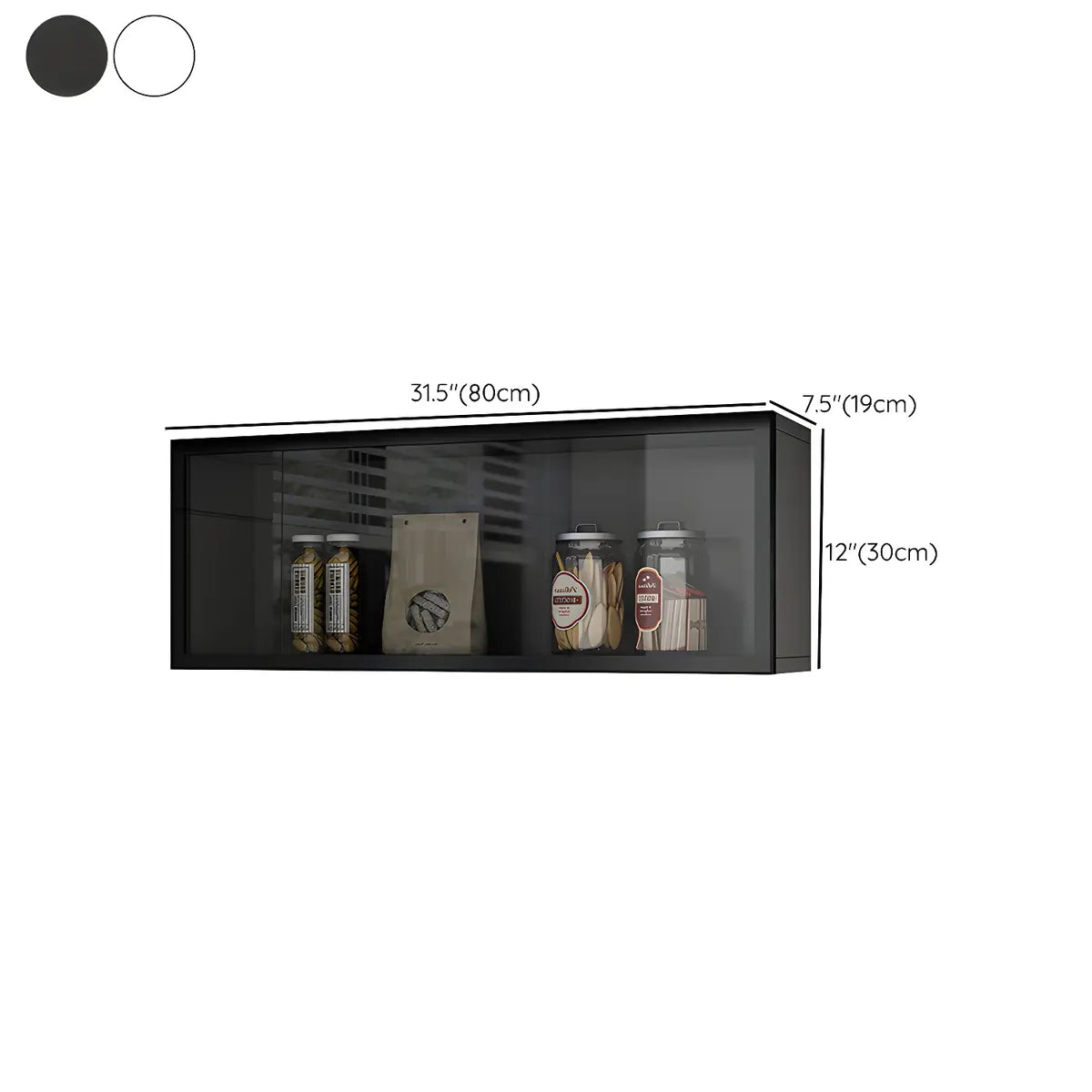 Wandschrank Glastür Holz Weiß Grau 5 Größen LED Küche Wohnzimmer Vitrine | Restfield