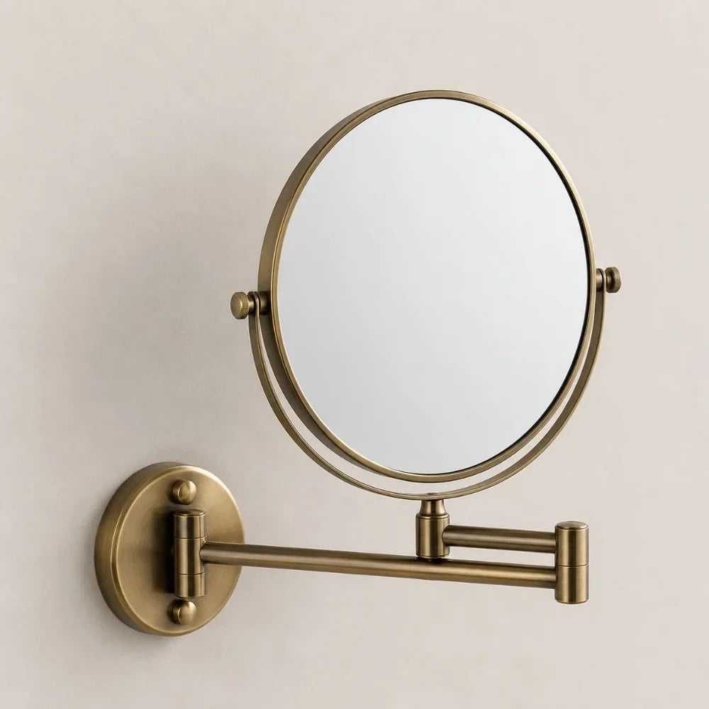 Miroir grossissant de maquillage mural, double face, extensible, rond de 20 cm, flexible, pour salle de bains | Sansoti