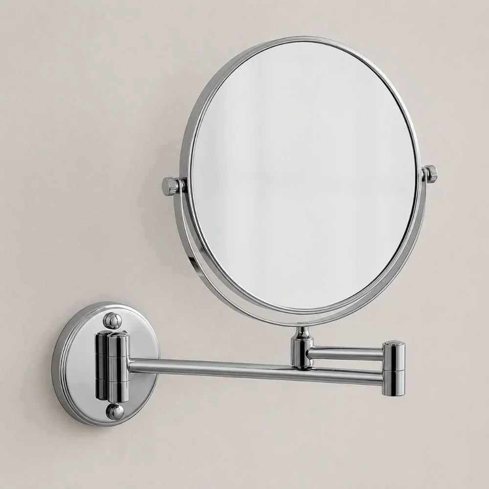 Miroir grossissant de maquillage mural, double face, extensible, rond de 20 cm, flexible, pour salle de bains | Sansoti