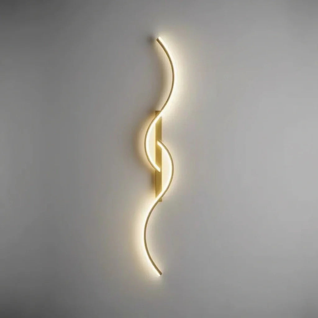 Golvende LED Wandlamp Dimbaar 60-120cm Zwart Goud Modern Design voor Woonkamer Slaapkamer | Sansoti