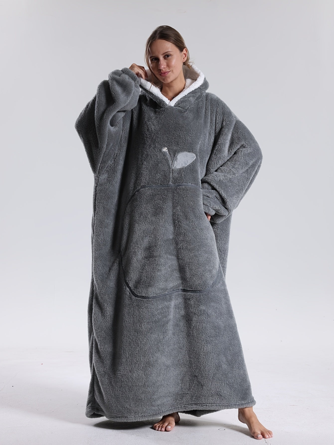 Draagbare Hoodie Deken met Mouwen en Capuchon Warm Fleece voor Bank Bed TV Kijken Luieren Ontspannen | Sansoti