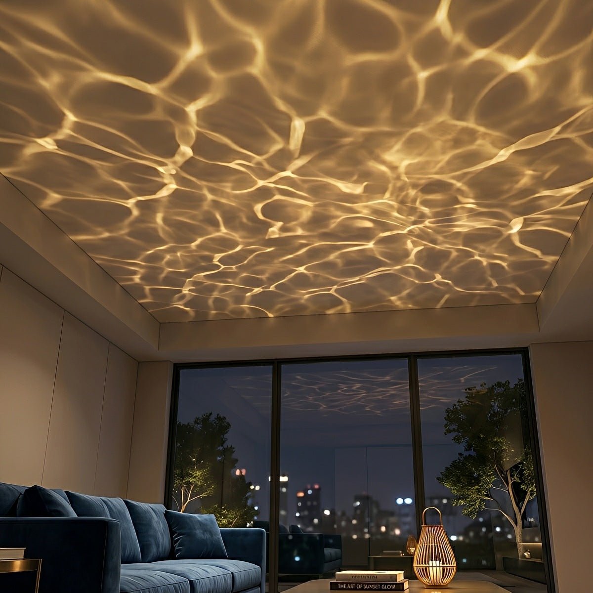 Zewnętrzna lampa projekcyjna 3D z efektem fal na wodzie, reflektor ogrodowy, nastrojowe oświetlenie, IP65, oświetlenie ścienne, wodoodporna, 24W-48W | Sansoti