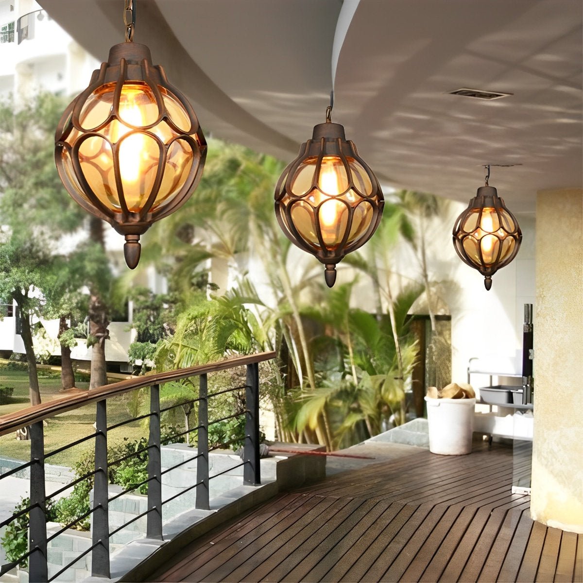 Waterproof Aluminum Globe Pendant Light for Garden, Veranda, Balcony, Hallway, Outdoor Lighting, IP54 Weather-Resistant | Sansoti
