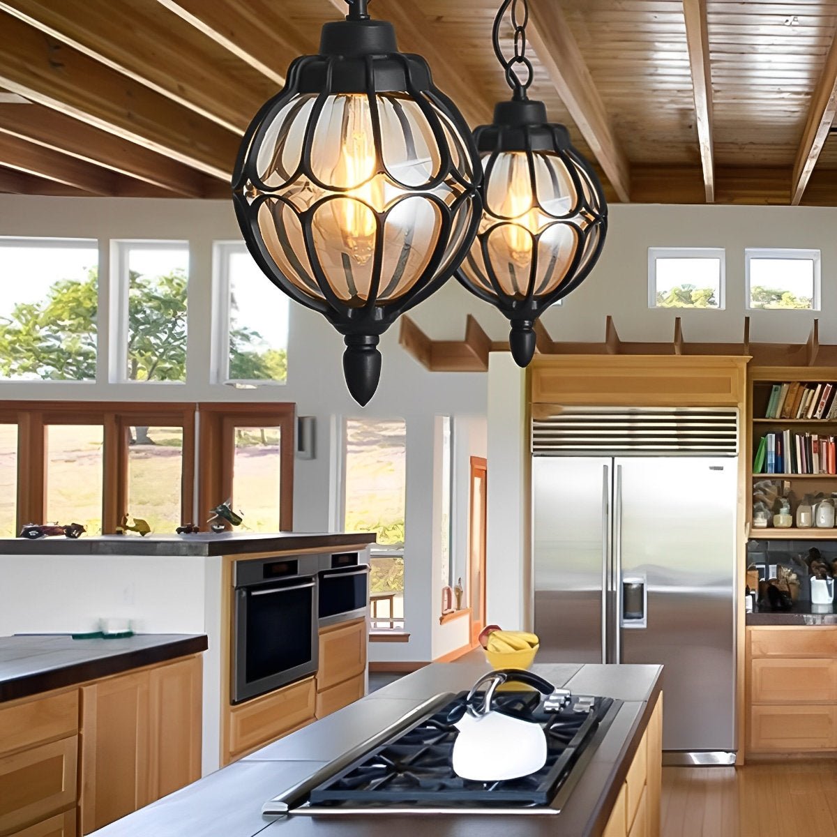 Waterproof Aluminum Globe Pendant Light for Garden, Veranda, Balcony, Hallway, Outdoor Lighting, IP54 Weather-Resistant | Sansoti