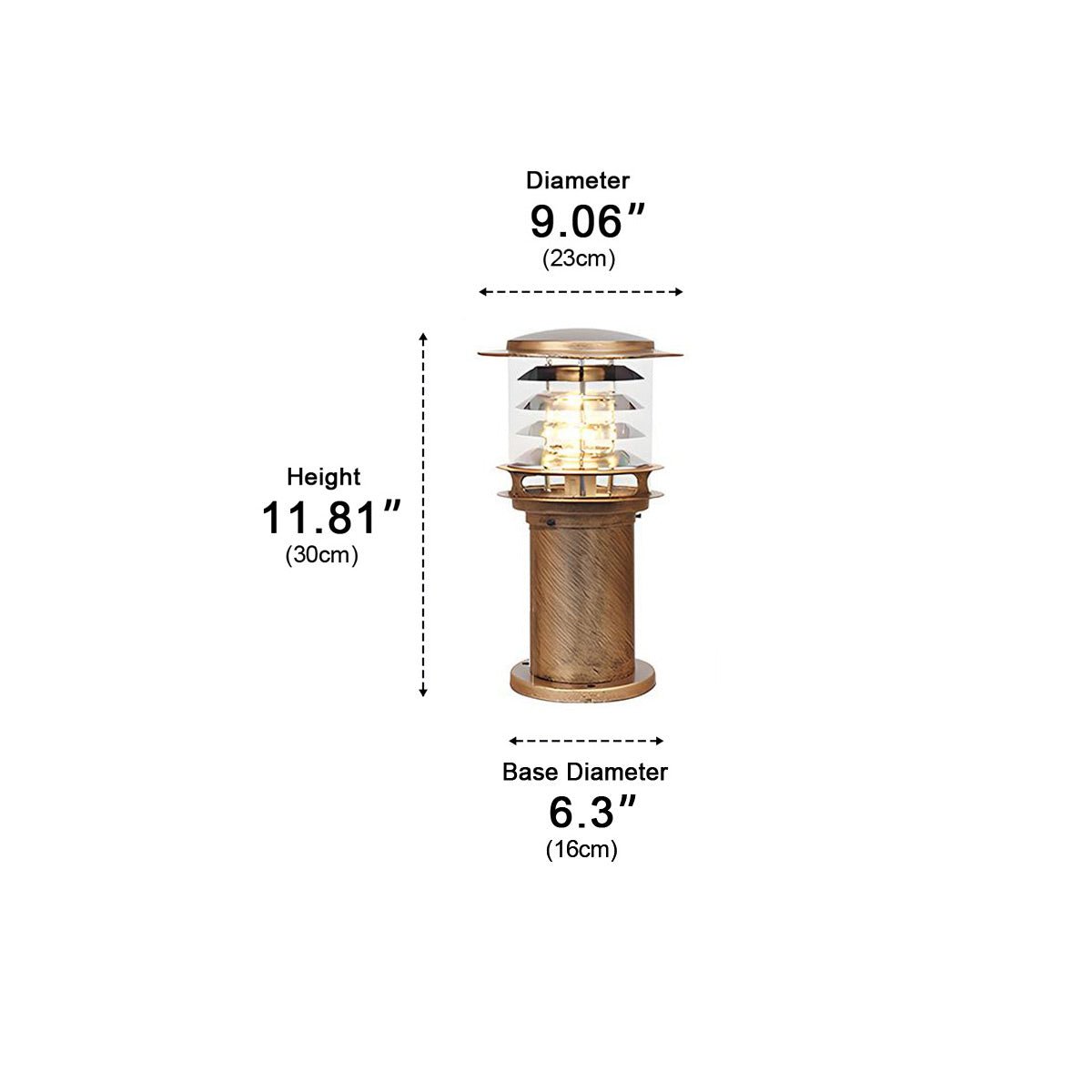 LED-Sockelleuchte Mehrschichtiger Zylinder Schwarz Bronze Gartenwegbeleuchtung IP65 Wasserdichte Außenbeleuchtung Gartenweg | Sansoti